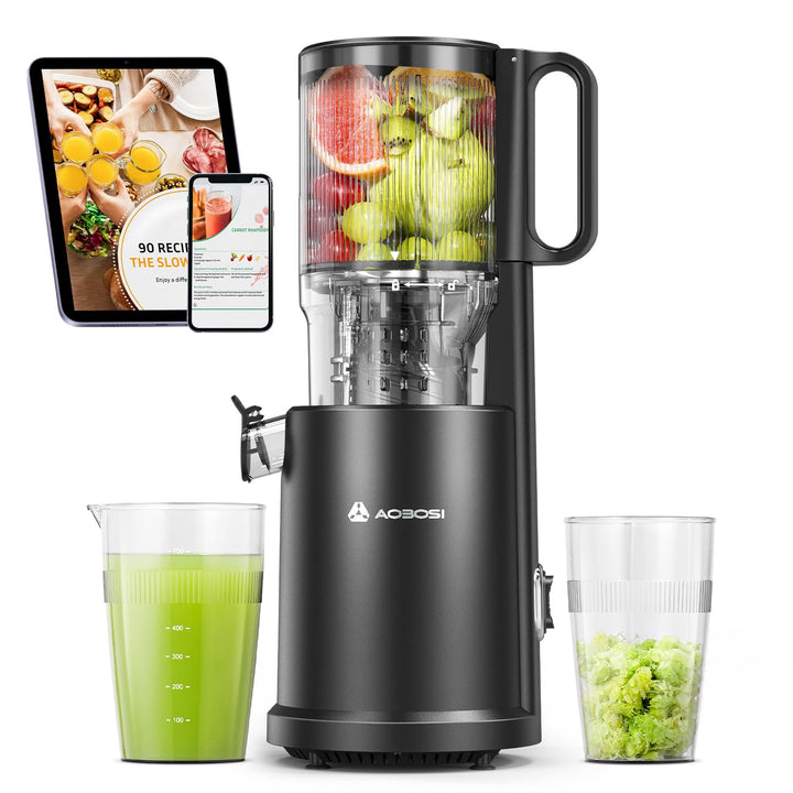 AOBOSI Slow Juicer 126MM Super Large Feed Chute for Whole Fruits and Vegetables, Kauender Entsafter