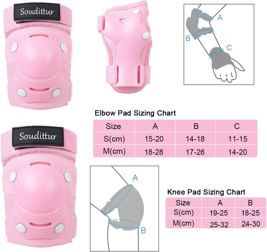 Soudittur Knieschoner Kinder Inliner Protektoren Set 3 IN 1 Knieschützer Kinder Ellenbogenschoner Ha