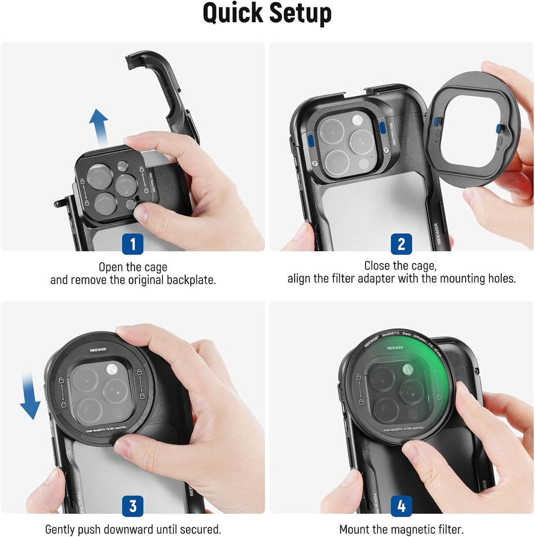 NEEWER 67mm magnetisches Black Diffusion 1/4 Filter Set, mehrfach beschichtetes HD mit magnetischem