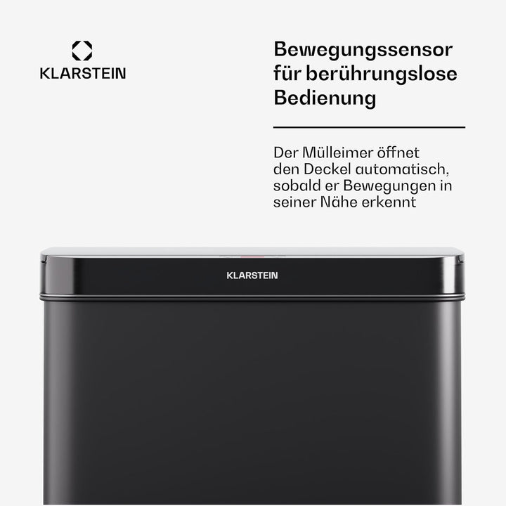 Klarstein Sensor-Mülleimer 50L - berührungslos &amp; hygienisch, Edelstahl, Soft-Close, ideal für Küche