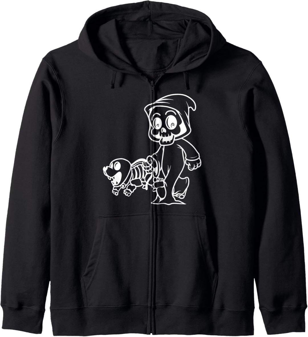 Lustiger Sensenmann Walking Dog Sweater Männer Frauen Kinder Kapuzenjacke