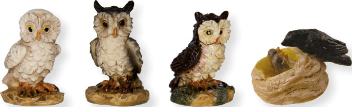FADEDA 4X Eulen mit Schwalbennest/Höhe:4 cm/handbemalt/detailgetreue Krippen Figuren - Weihnachten T
