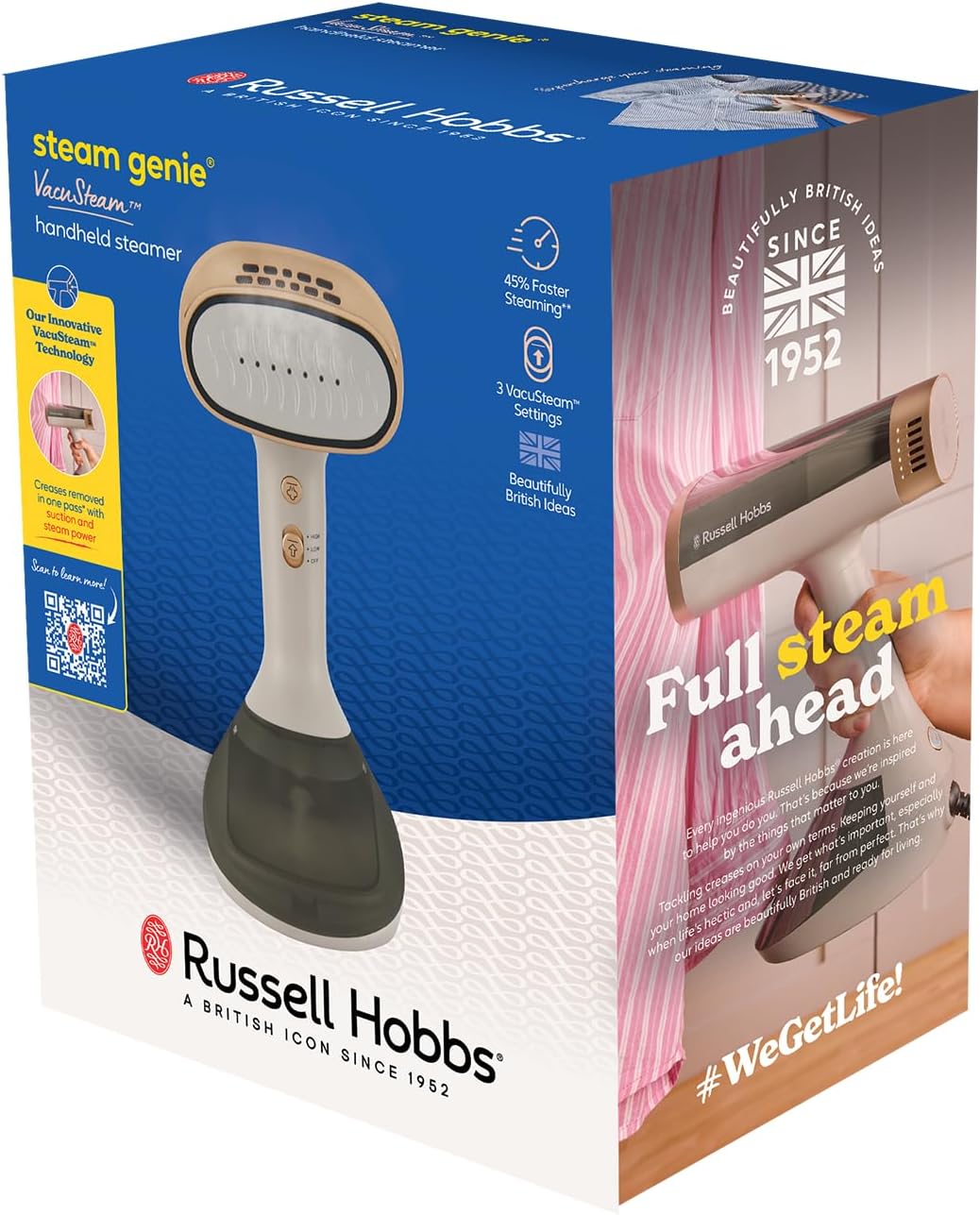 Russell Hobbs Dampfglätter [Dampfglätten mit Ansaugtechnologie] VacuSteam™ (3 Dampf-& Saugstufen, 20