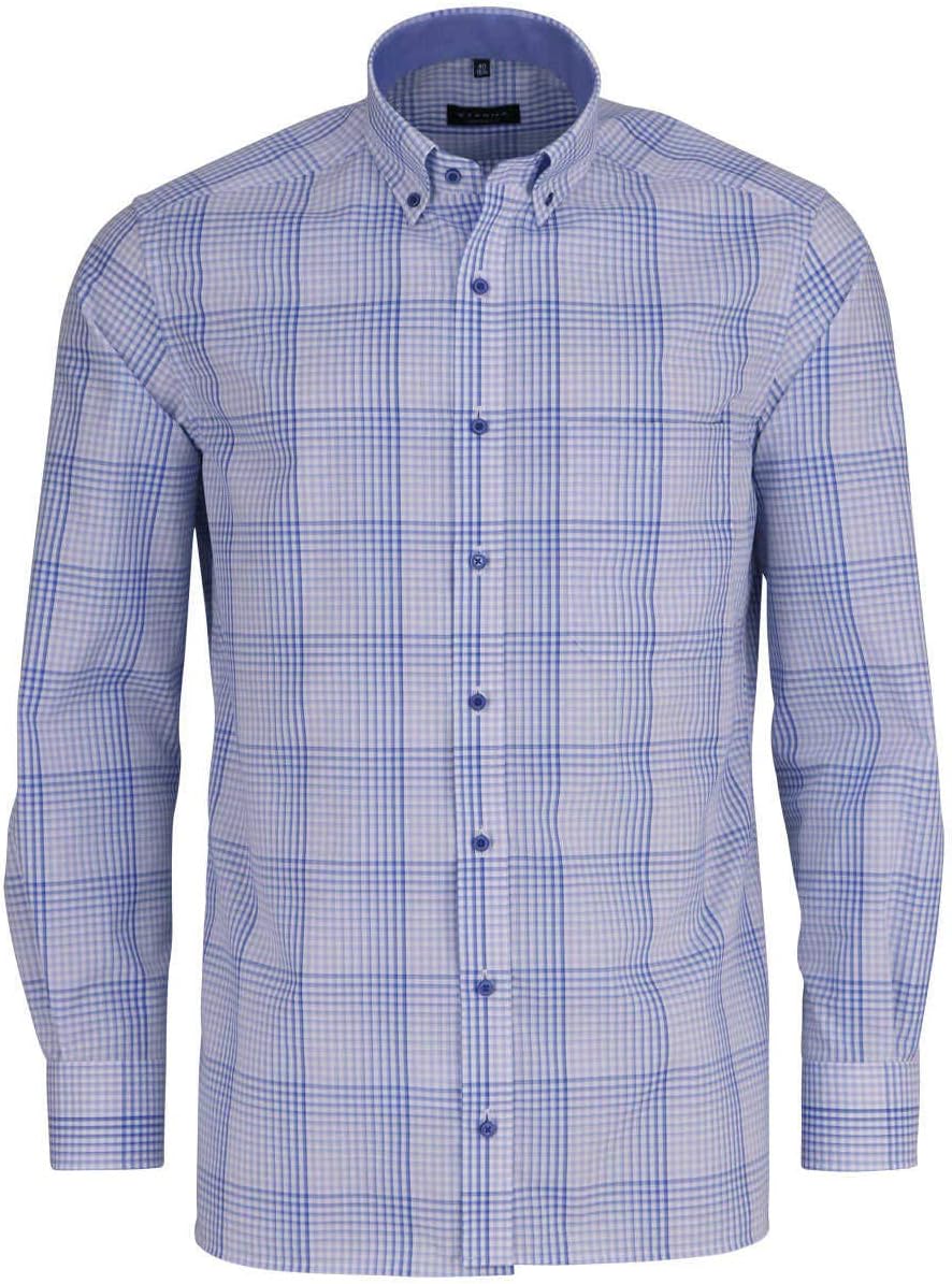 eterna Comfort Fit Hemd super Langer Arm Button Down Kragen Karo hellblau Grösse 40