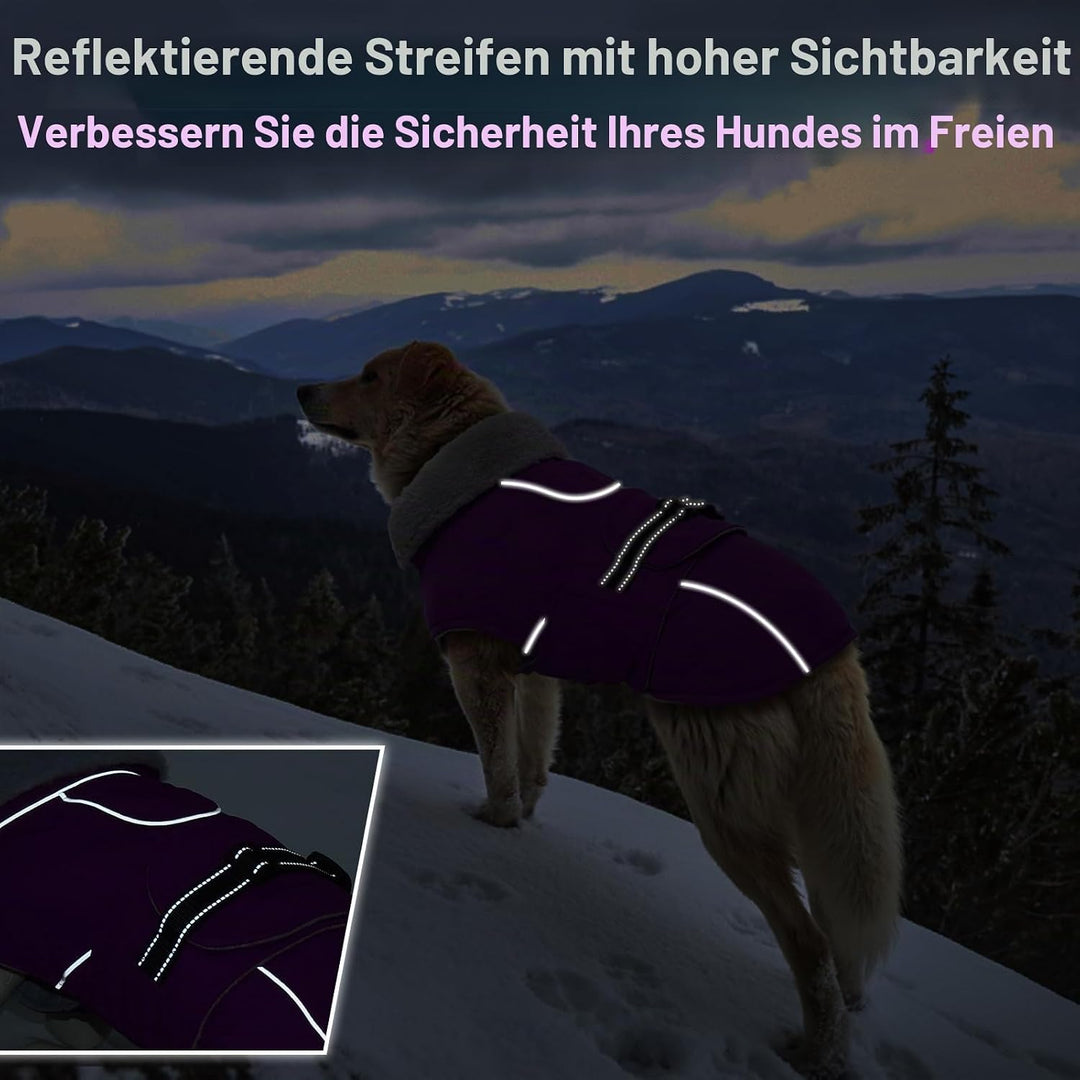 Lelepet Winter Hundemantel, Wasserdichter Wintermantel für Kleine Hunde, Warme Hundejacke mit Fleece