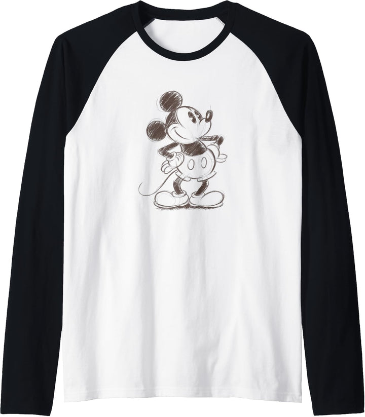 Disney Mickey Mouse Classic Retro Sketched Profile Raglan