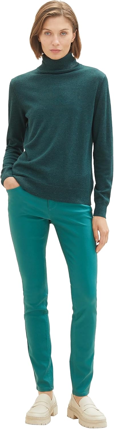 TOM TAILOR Damen Alexa Skinny Jeans in PU Leder-Optik 27W / 32L 21178 - Ever Green, 27W / 32L 21178