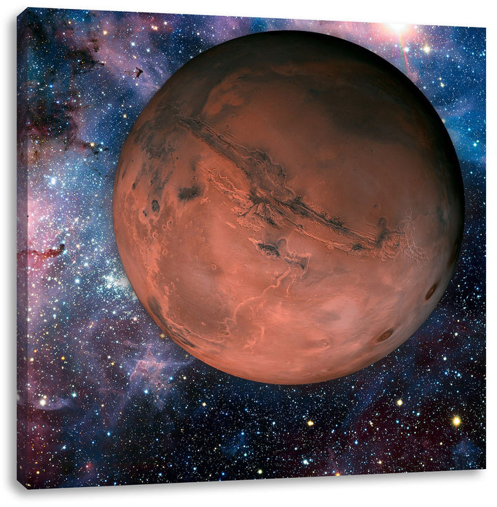 Pixxprint Mars im Weltall, Format: 70x70 auf Leinwand, XXL riesige Bilder fertig gerahmt mit Keilrah