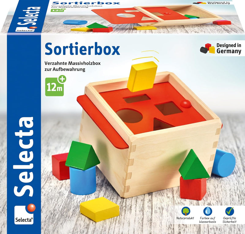 Selecta 62005 Sortierbox, Sortier und Steckspiel aus Holz, 1 Jahr to 3 Jahre, 14 cm