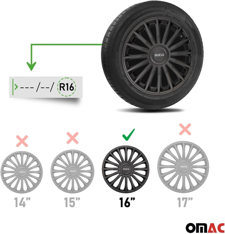Satz Sparco Radzierblenden Treviso 16-Zoll Schwarz