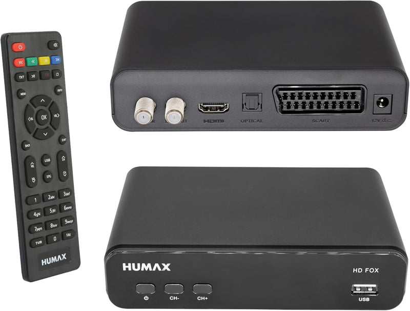 Humax Digital HD Fox Digitaler HD Satellitenreceiver 1080P Digital HDTV Sat-Receiver mit 12V Netztei