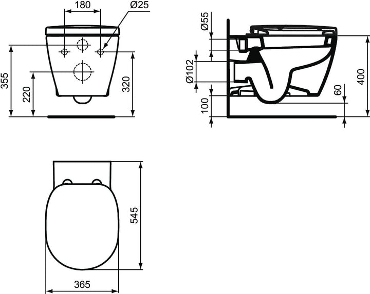 Ideal Standard E272601 WC-Paket Connect, Wandtiefspül-WC inkl. WC-Sitz Softclose (Absenkautomatik) W