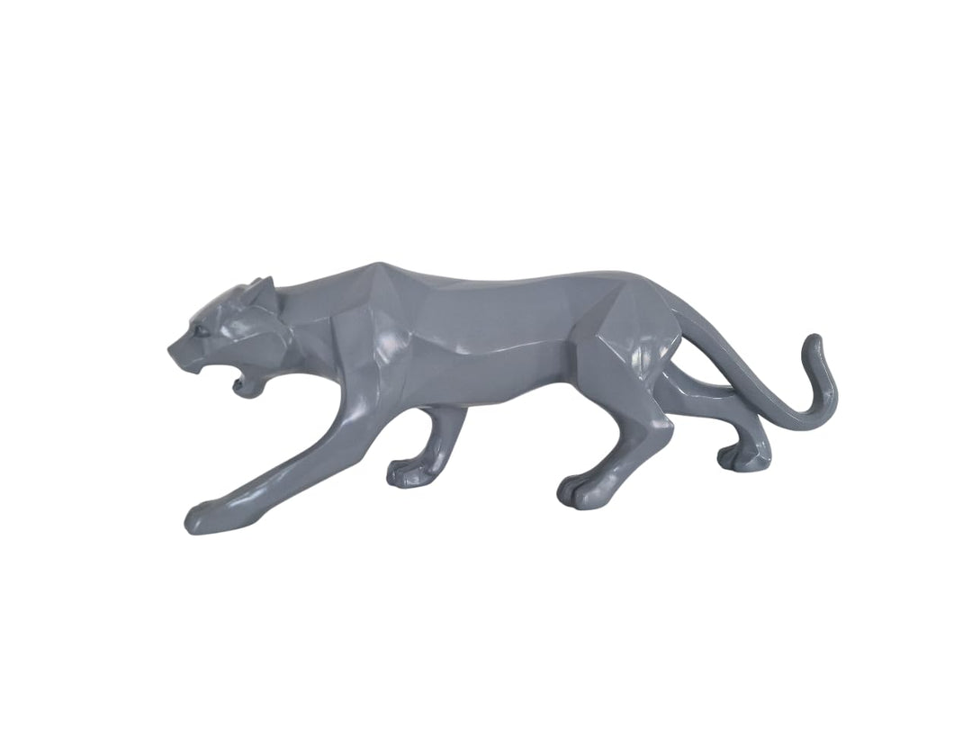 IDYL Moderne Skulptur Figur Resin Jaguar | silberfb. | Masse: 48x10,5x15 cm | Material: Polyresin (K