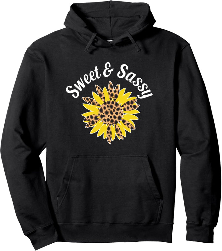 Sunflower Leopard Print Gift for Women Girls Sweet Sassy Pullover Hoodie