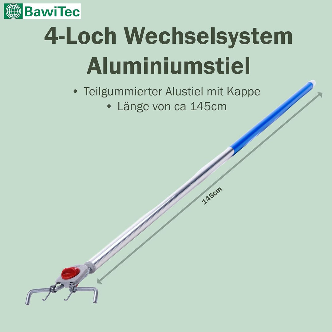 BawiTec Echt Arengabesen Breite 50cm 4-Loch Wechselsystem mit Stiel Länge 145cm nass- öl-beständig A