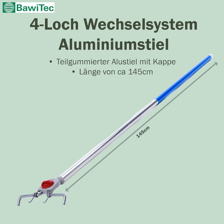 BawiTec Echt Arengabesen Breite 50cm 4-Loch Wechselsystem mit Stiel Länge 145cm nass- öl-beständig A