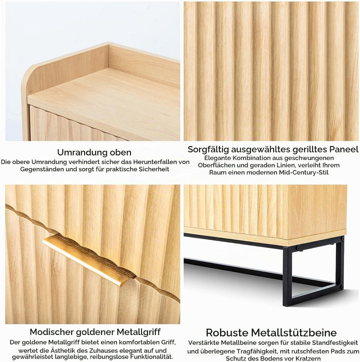 Bonnlo Schuhschrank mit 2 Klappen, Schuhregal mit geriffelte Türen, Schuhkipper Schmal, Schuhaufbewa