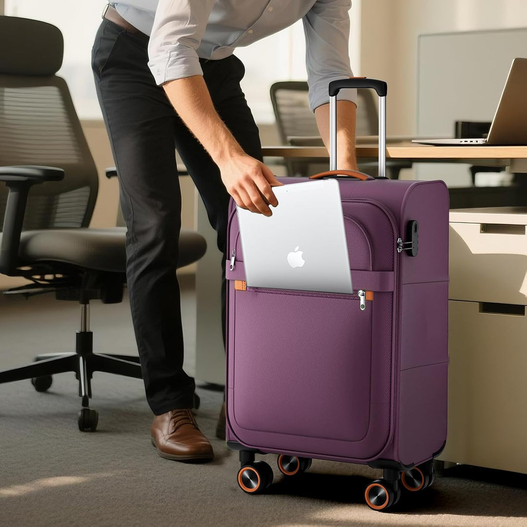 Stoff Koffer Set 3-teilig - Weichschalen Koffer Trolley - Reisekoffer mit 4 Rollen & Zahlenschloss -