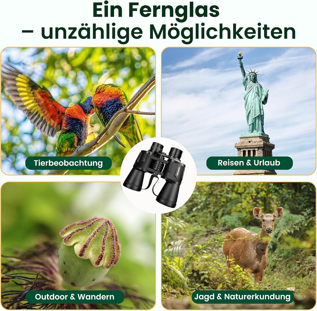 Fernglas – 20x50, Outdoor Fernglas wasserdicht für Erwachsene & Kids