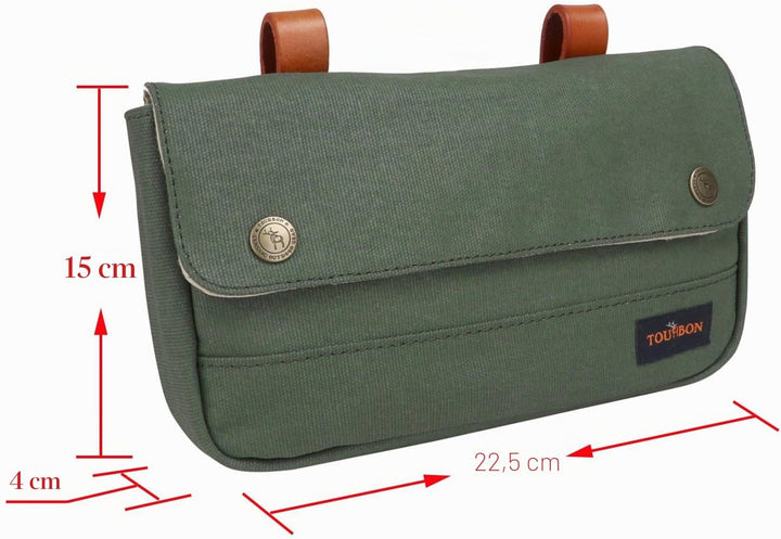 TOURBON Leinwand und Leder Strap Fahrrad Satteltasche Sitz Pack Tasche Grün, Grün