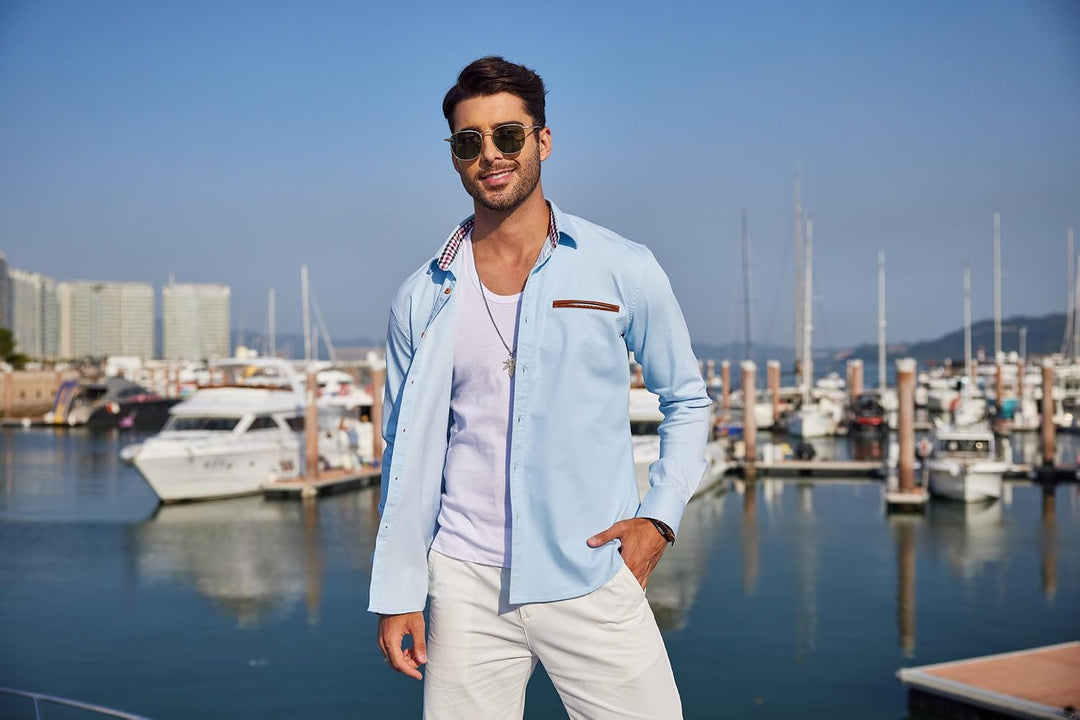 COOFANDY Herren Hemd mit Button-Down-Kragen
