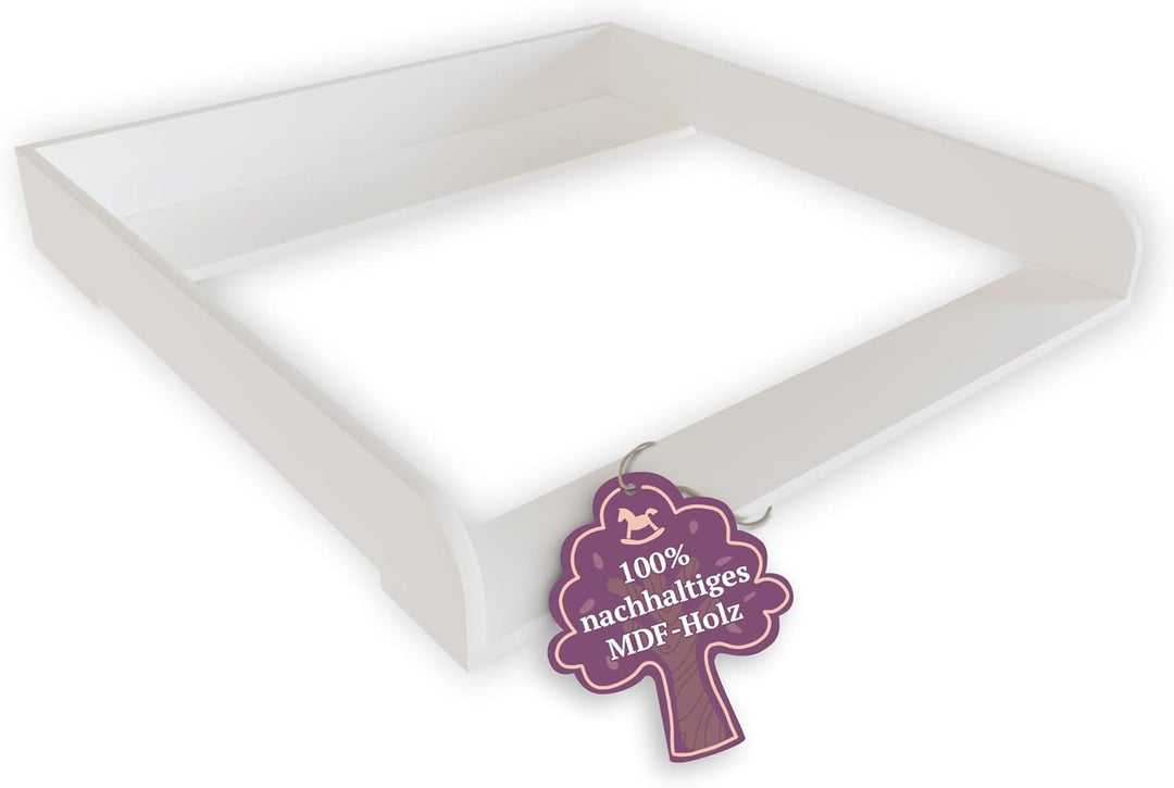 Puckdaddy – Wickelaufsatz Lasse kompatibel mit Hemnes Kommode u.Ä. – 80x80x10 cm aus Holz in Weiss –