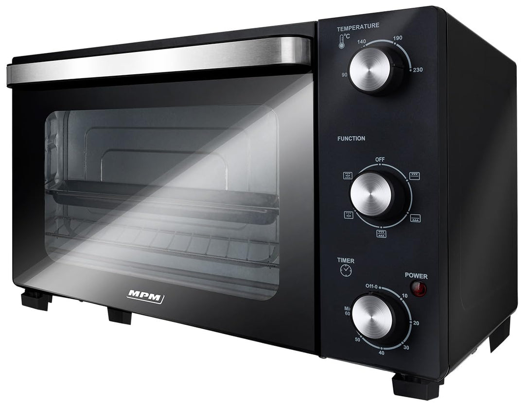 MPM Freistehender Elektrischer MPE-15/T - Ofen 28 Liter - Mini-Ofen mit Umluft und Timer 230°C - 150