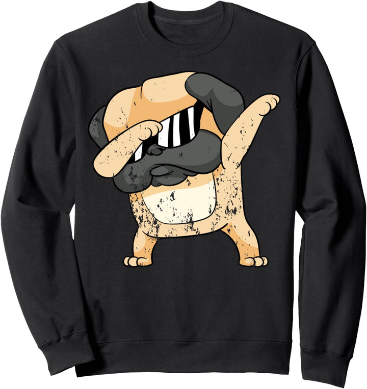 Retro Vintage Grunge Style Dabbing Dab Hunde Mops Tiere Fun Sweatshirt