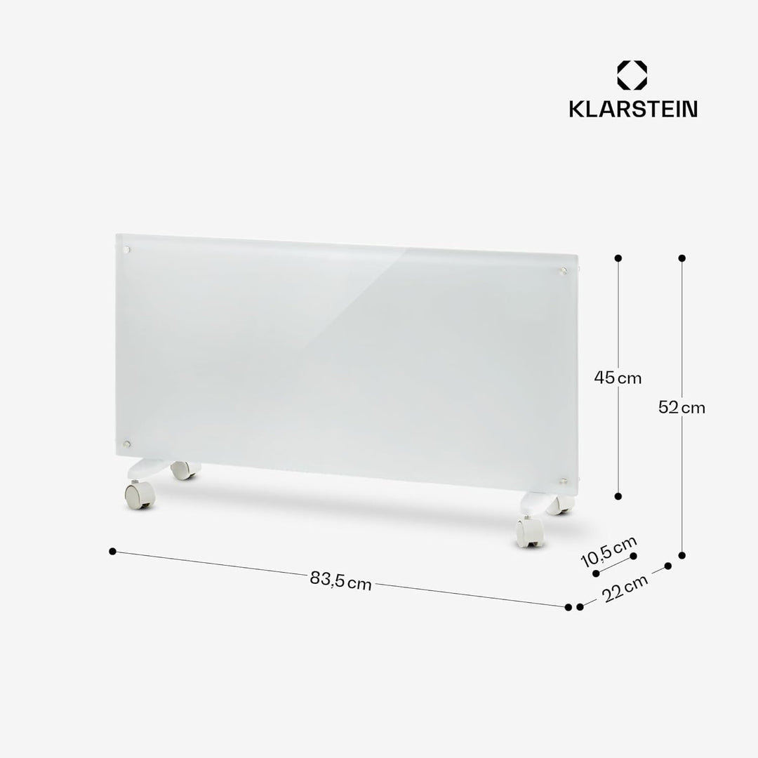 Klarstein Elektroheizung, Konvektor-Heizung mit Bodenrollen, Mobile Elektroheizung Energiesparend, S