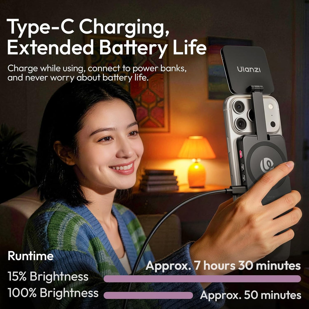 ULANZI GL01 [2026 Aktualisierte] Magnetische Selfie Licht für iPhone, Magnet LED Handy licht mit Zwe