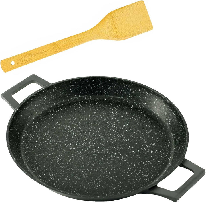 4BIG.fun Paellapfanne 32 cm Induktion Paella-Pfanne für 4-5 Personen Bratpfanne Paella inkl. Pfannen