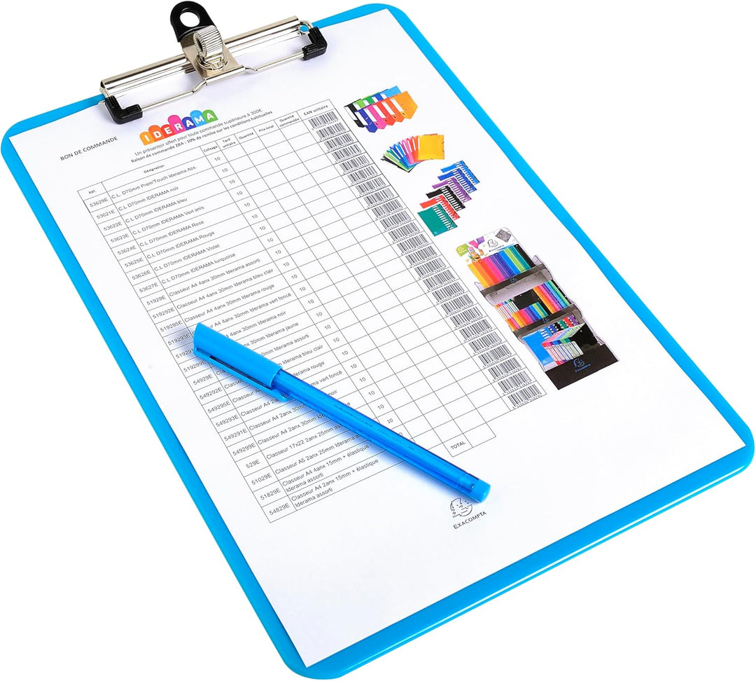 Exacompta 12690E Packung mit 10 Klemmbretter Iderama, 22,5 x 31,5 cm, perfekt für unterwegs, praktis