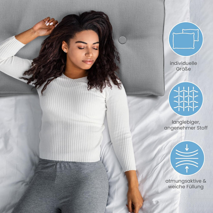 ELONEO Rückenkissen 90 cm breit, Keilkissen für Bett und Sofa geeignet, dreieckiges Lesekissen, Kiss