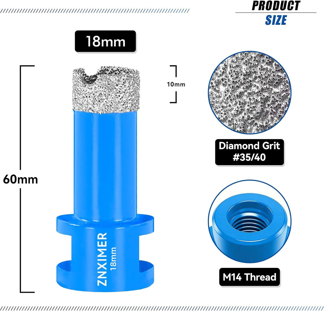 Diamant Fliesenbohrer 18mm - 2 Stück M14 Diamantbohrer Lochsäge für Fliesen Porzellan Keramik Marmor