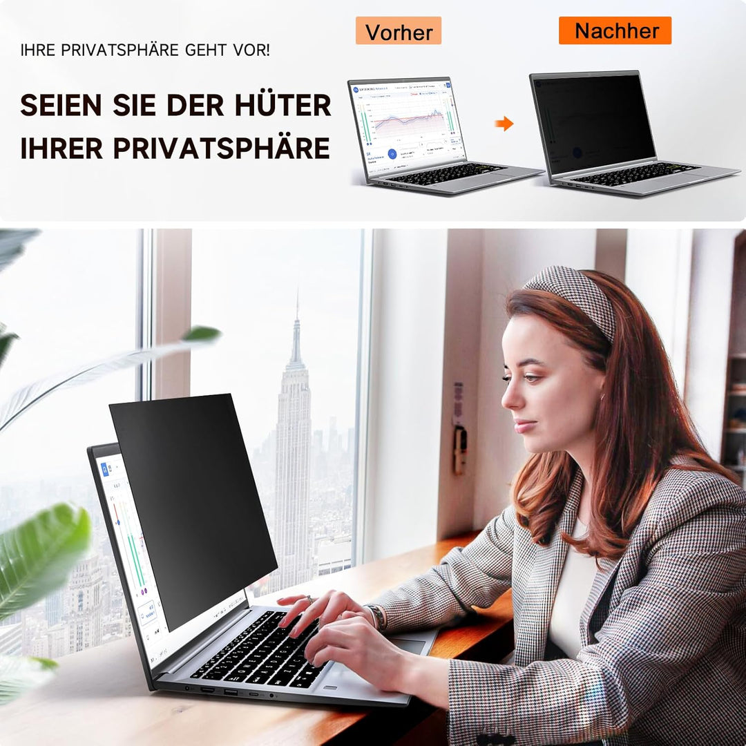 Mamol Sichtschutz 17 Zoll Blickschutzfilter für 16:10 Laptop, Blickschutzfolie Laptop Screen Filter
