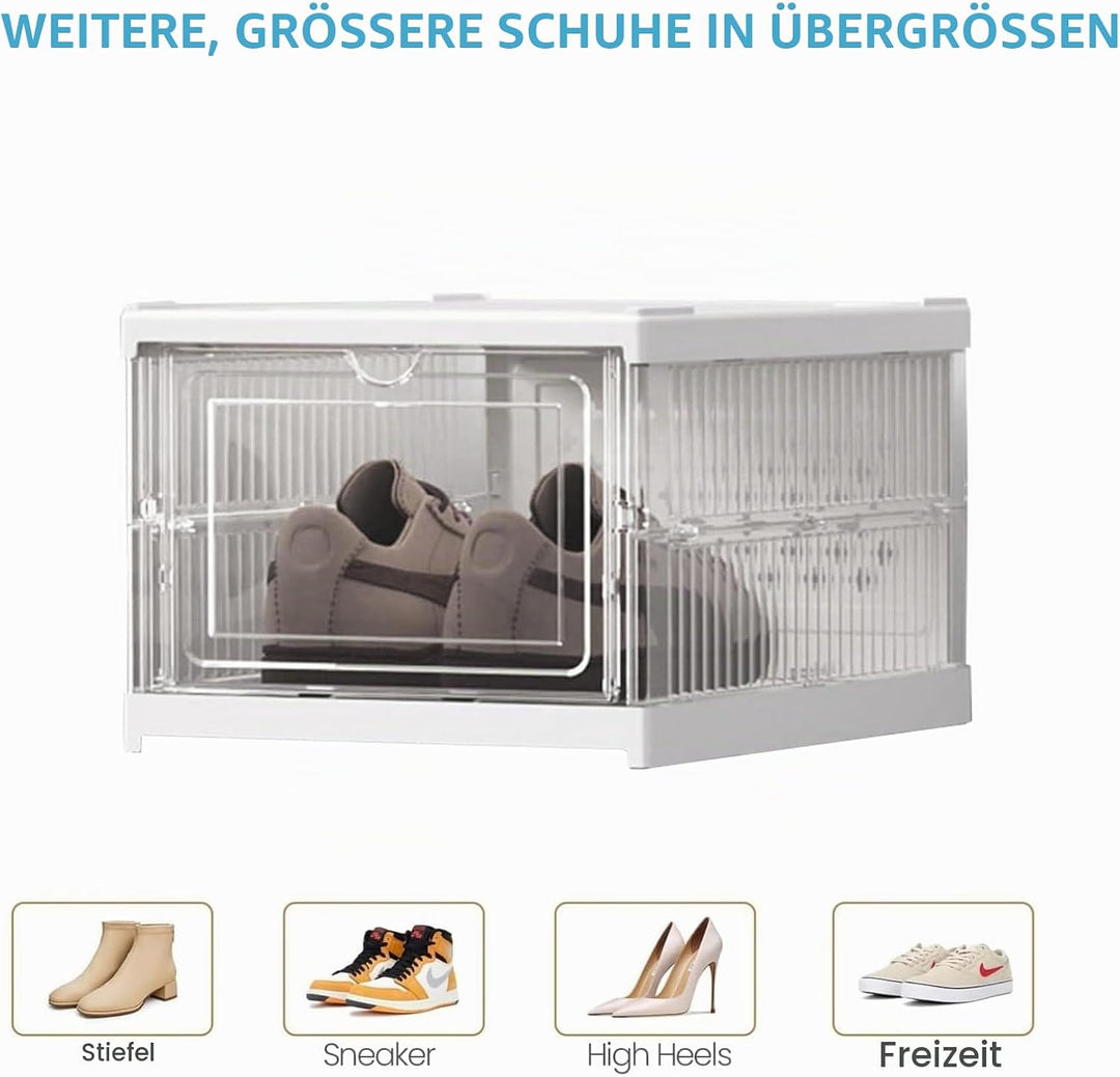 Schuhkarton - Transparenter, faltbarer Schuhkarton - Stapelbarer und platzsparender Kunststoff-Schuh