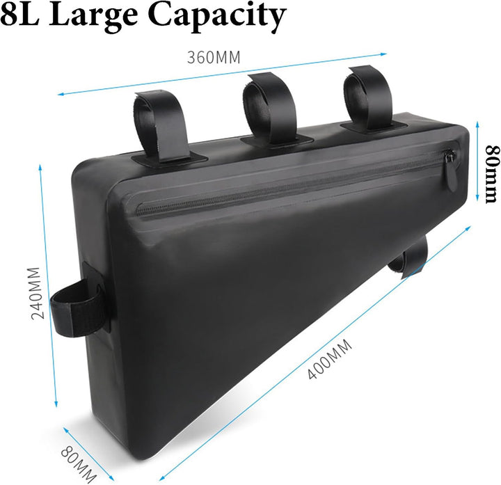 Triangle Bike Full Frame Bag, PVC Waterproof Cycling Bicycle Under Top Tube Handlebar Saddle Bag for