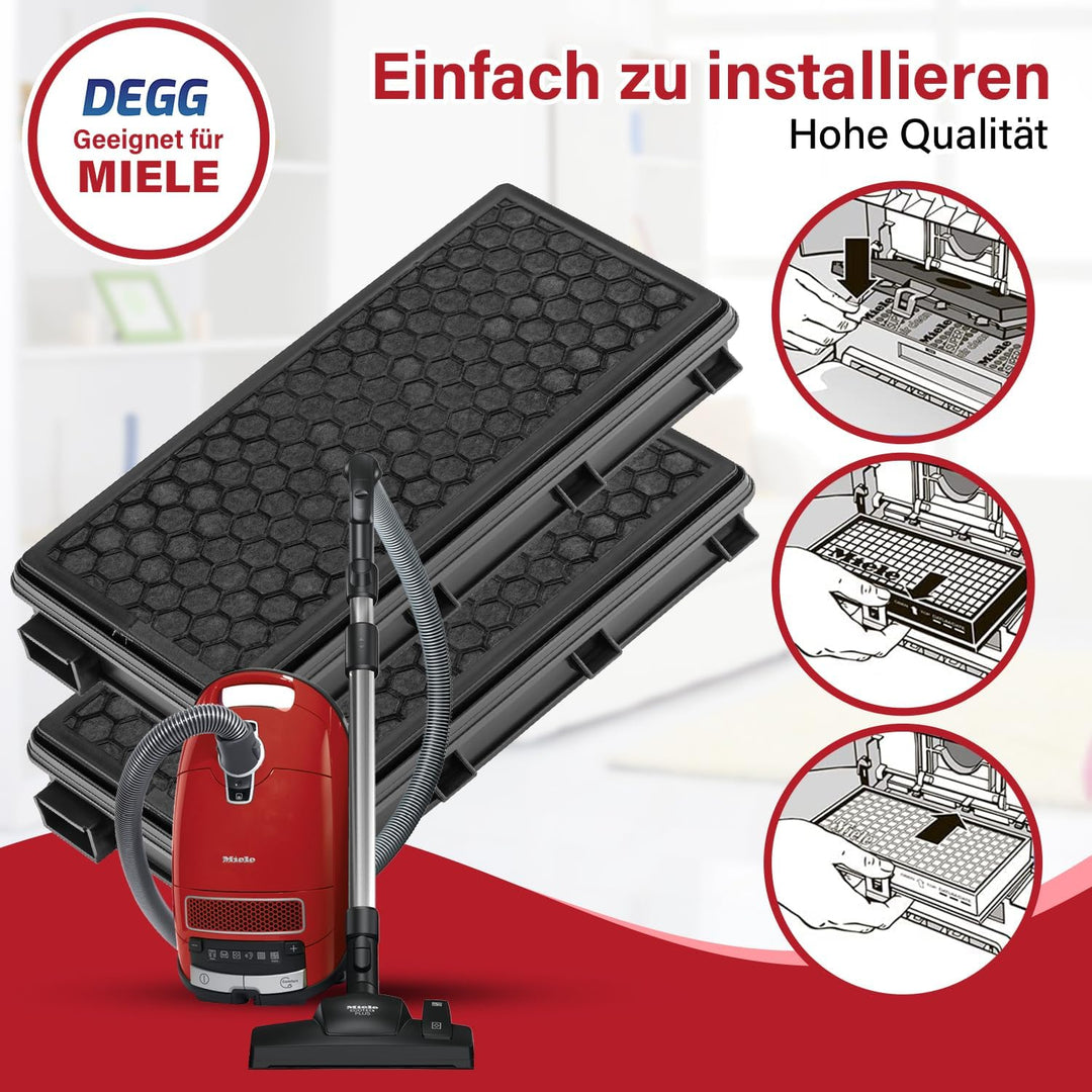DEGG® Kombifilter HEPA &amp; Aktivkohle, Kompatibel mit Miele, 2 Stück Kombifilter Hepa &amp; Aktivkohle 2 S