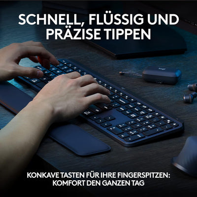 Logitech MX Keys S kabellose Tastatur, Low Profile, Precise Quiet Typing, Programmable , Backlightin