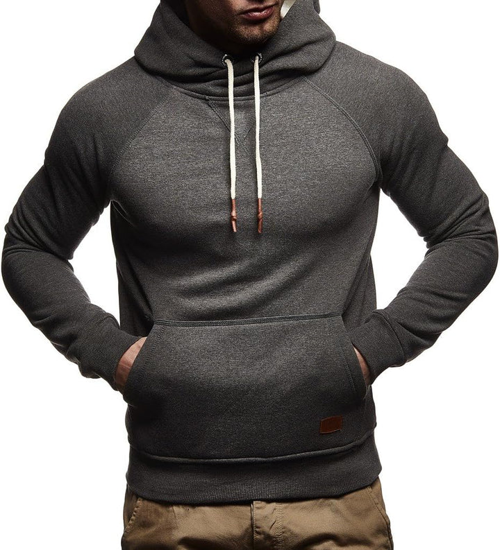 Leif Nelson Herren Pullover Hoodie Kapuzenpullover Longsleeve Basic Sweatshirt Sweater LN8153 S Anth