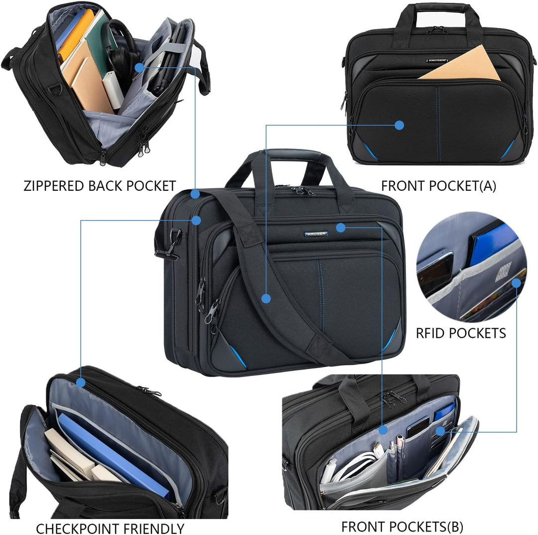 KROSER Laptop Tasche 18 Zoll Business Tasche Laptop für 17,3 Zoll Computer, Laptop Aktentasche, Wass