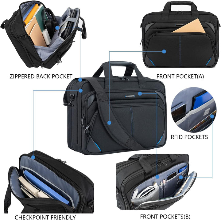 KROSER Laptop Tasche 18 Zoll Business Tasche Laptop für 17,3 Zoll Computer, Laptop Aktentasche, Wass