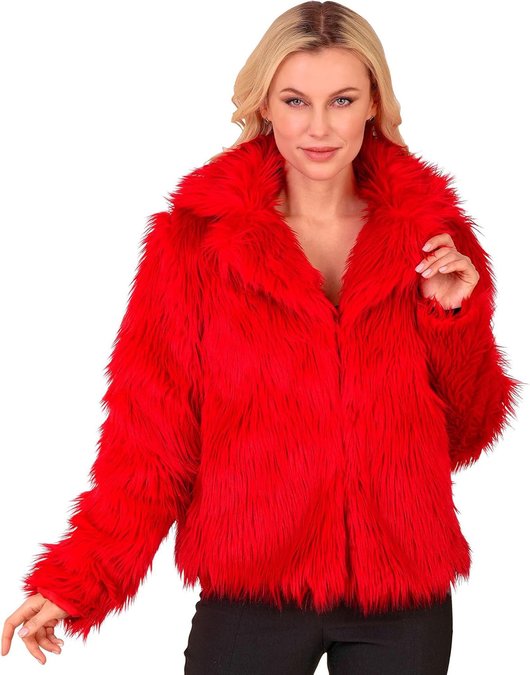 W WIDMANN MILANO Party Fashion - Damen Kunstfell-Jacke, flauschiger Pelz, Plüschjacke, Kostüm, Party