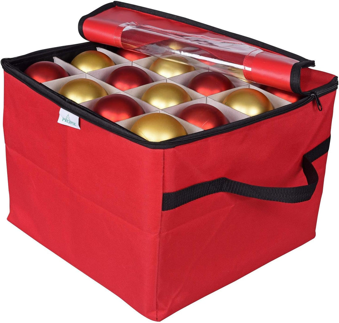 ProPik Aufbewahrungsbox für Weihnachtsdekoration, Organizer für bis zu 48 Weihnachtskugeln mit 3 sep