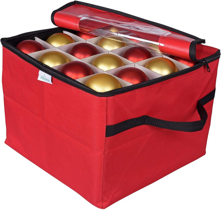 ProPik Aufbewahrungsbox für Weihnachtsdekoration, Organizer für bis zu 48 Weihnachtskugeln mit 3 sep