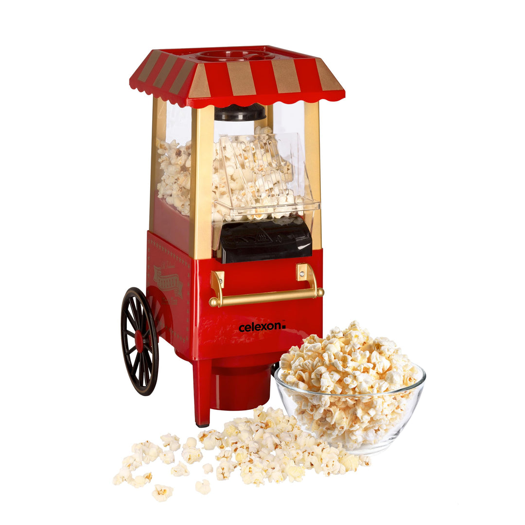 celexon CinePop CP500 Popcorn-Maschine - 24x19x39,5cm - Gewicht:1,7kg - Rot/Retro/Kirmes-Design- ohn