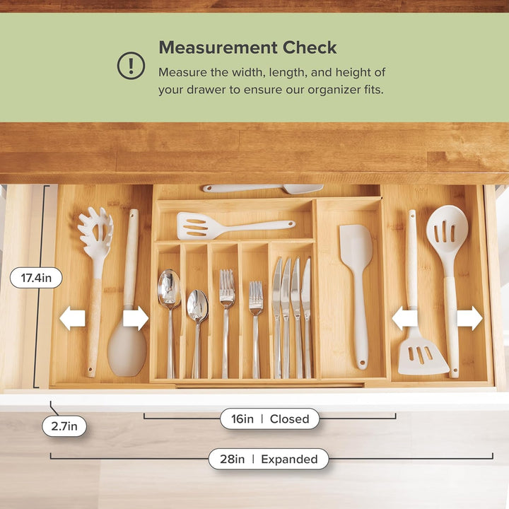 KitchenEdge Besteckkasten und Utensilien-Organizer für Küchenschublade, erweiterbar auf 71 cm Breite