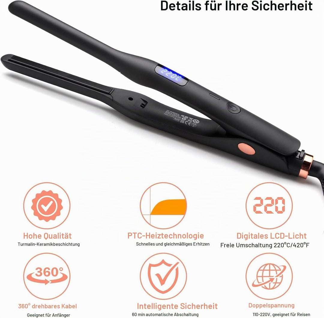 Mini Glätteisen, JAETON Haarglätter und Lockenstab 2 in 1 Glätteisen für kurzes Haar zum Locken und