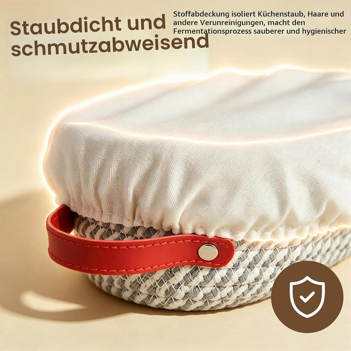 Gärkorb Set aus Baumwolle, oval atmungsaktiv Griffen Backmatte Heimbacken