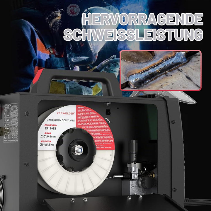 YESWELDER Fülldraht Gaslos MIG Schweissdraht, Baustahl E71T-GS 0,8mm 4,5kg Spule 0.8mm/4.5kg, 0.8mm/